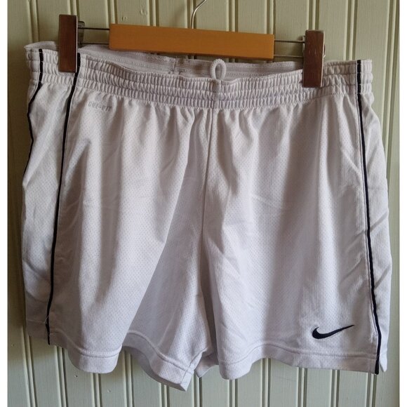 Nike Dri-Fit White Black Running Training Gym Shorts Athletic Women’s Size L - Picture 1 of 7